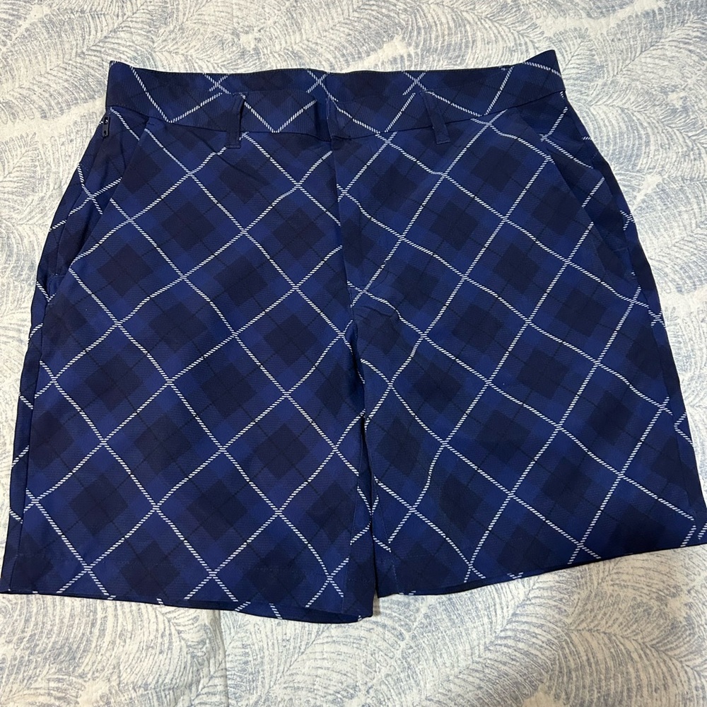 Fabletics Navy Plaid Men's Shorts - Picture 2 of 3